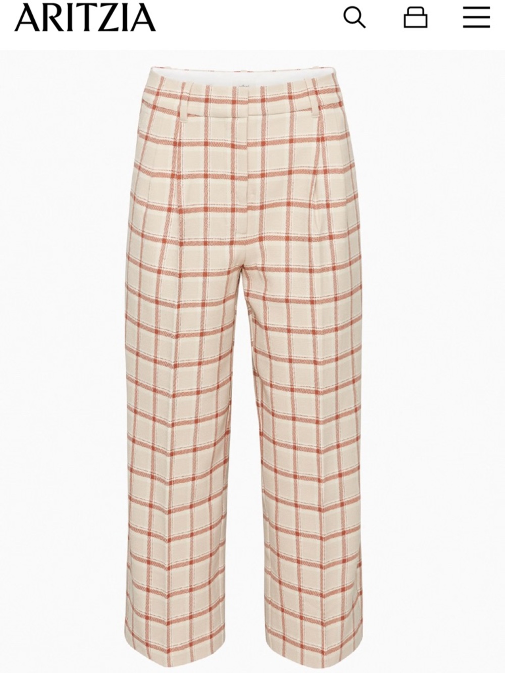 Wilfred Cream and Rust Check Relaxed Chinos